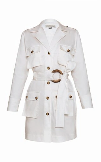 Andres Otalora Garcia Belted Cotton Trench Coat Dress In White