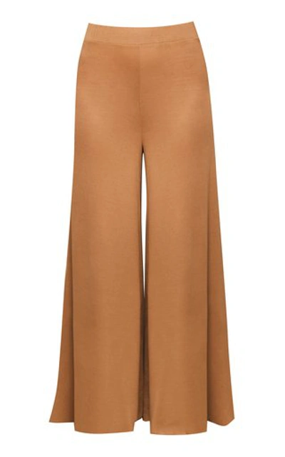 Andres Otalora Azafran Stretch Crepe Wide Leg Trousers In Brown