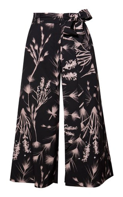Andres Otalora Crisantemo Wide Leg Cropped Trousers In Black