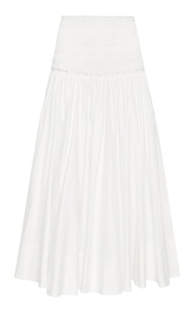 Aje Women's Cascade Smocked Cotton Midi Skirt In White