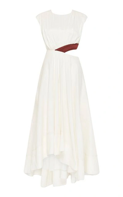 Aje Women's Reflection Cutout Linen-blend Midi Dress In Ivory/mahogany