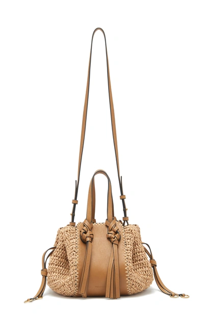 Ulla Johnson Gio Leather And Raffia Crossbody Bag In Brown