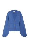 Khaite Scarlet Cashmere Cropped Cardigan In Blue