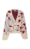 Khaite Scarlet Floral Jacquard Cashmere Cardigan In Floral
