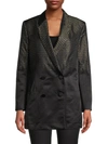 FENDI DIAMOND-PATTERNED DOUBLE BREASTED SILK BLAZER,0400012490782