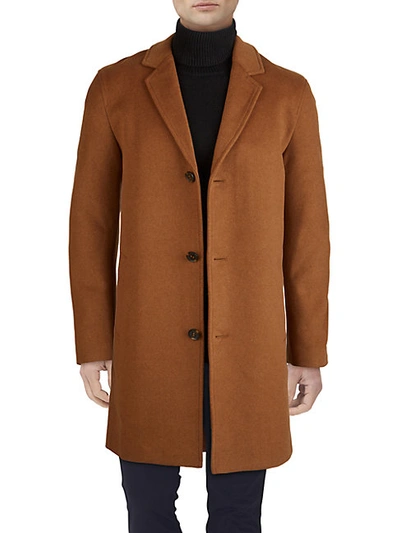 Cole Haan Men's Wool-blend Notch Collar Coat In Camel