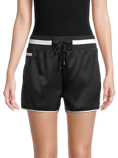 Blanc Noir Sutra Ruched-side Dolphin Shorts In Black
