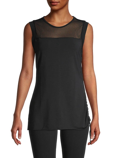 Blanc Noir Ruched Muscle Tank In Black