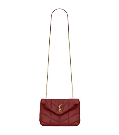 Saint Laurent Loulou Toy Ysl Puffer Quilted Lambskin Crossbody Bag In Red