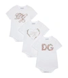 DOLCE & GABBANA KIDS SET OF 3 COTTON LOGO BODYSUITS (0-24 MONTHS),15926282