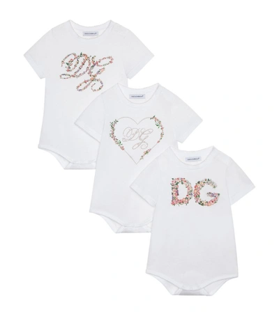 Dolce & Gabbana Babies' Gift Set Of 3 Bodysuits In Jersey With Logo Print In Multicolor
