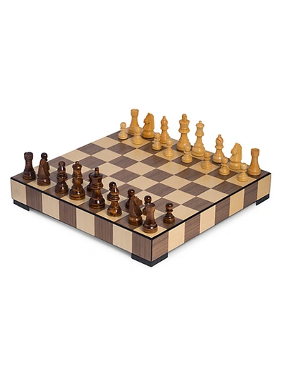 Bey-berk 33-piece Walnut Wood Chess & Checkers Set In Brown