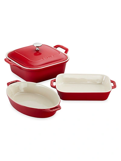 Staub Ceramic 4-piece Baking Dish Set In Cherry