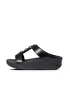 Fitflop Fino Sparkle Wedge Slide Sandal In All Black