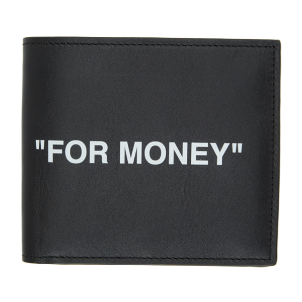 Off-white Black Leather Bifold Quote Wallet | ModeSens