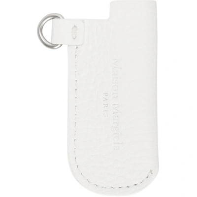 Maison Margiela White Leather Lighter Case Keychain In T1003 White