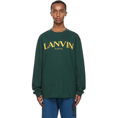 Lanvin Logo-print Long-sleeve Top In 44darkgree