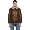 SCHOTT BROWN LEATHER BOMBER JACKET