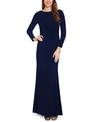 ADRIANNA PAPELL DRAPED & BEADED JERSEY GOWN