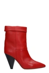 ISABEL MARANT LUIDO HIGH HEELS ANKLE BOOTS IN RED LEATHER,11538262