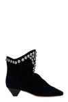 ISABEL MARANT DOEY LOW HEELS ANKLE BOOTS IN BLACK SUEDE,11538257