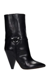 Isabel Marant Lunder High Heels Ankle Boots In Black Leather In Black