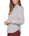 Nydj Plus Size Ruffle Neck Blouse In Canyon Geo
