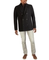 KENNETH COLE MEN'S CLASSIC-FIT DOUBLE-BREASTED PEACOAT WITH ATTACHED BIB