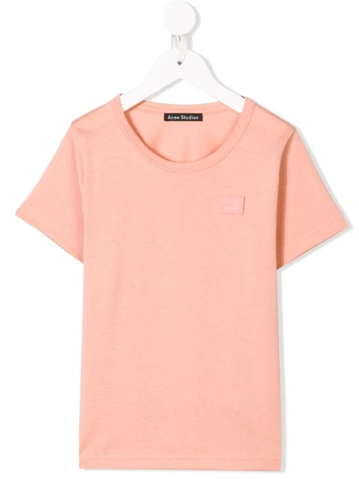 Acne Studios Kids' Mini Nash Face T-shirt In Pink