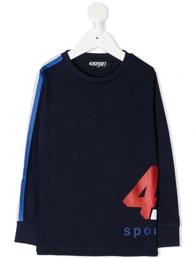 Cesare Paciotti 4us Kids' Logo Print Long-sleeved Top In Blue