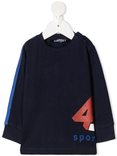 Cesare Paciotti 4us Babies' Logo Print Long-sleeved Top In Blue