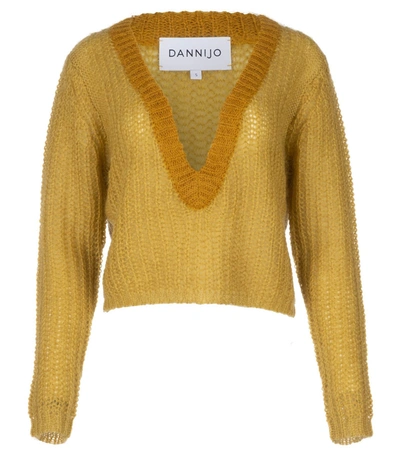 Dannijo Mustard Cropped Sweater In Ochre