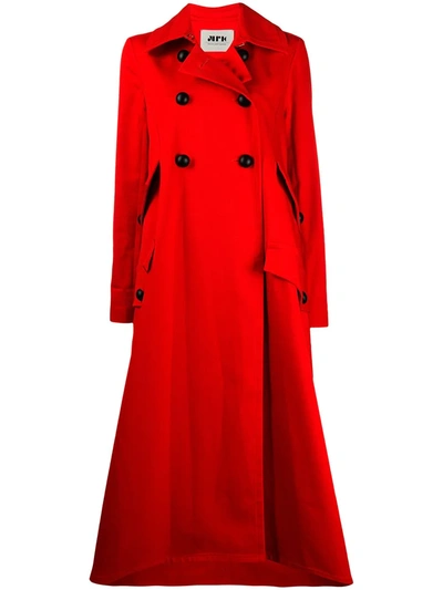 Maison Rabih Kayrouz Double Breasted Side Slit Trench In Red