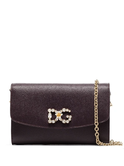 Dolce & Gabbana Crystal-embellishment Clutch Bag In Purple