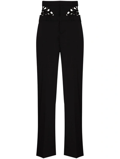Y/project Cutout-detail High-waist Trousers In Black