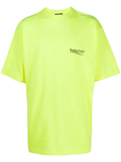 Balenciaga Political Logo Cotton Jersey T-shirt In Yellow