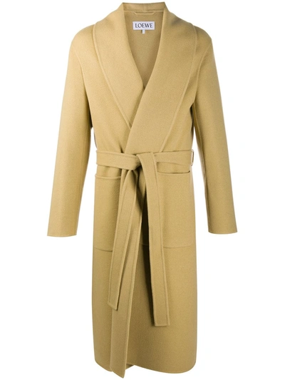 Loewe Mid-length Belted Coat In Brown