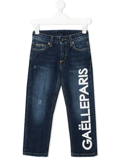 Gaelle Paris Kids' Straight Leg Logo Jeans In Blue