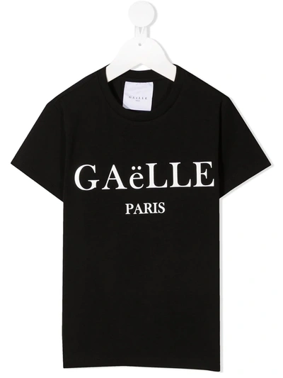 Gaelle Paris Kids' Logo-print Round Neck T-shirt In Black