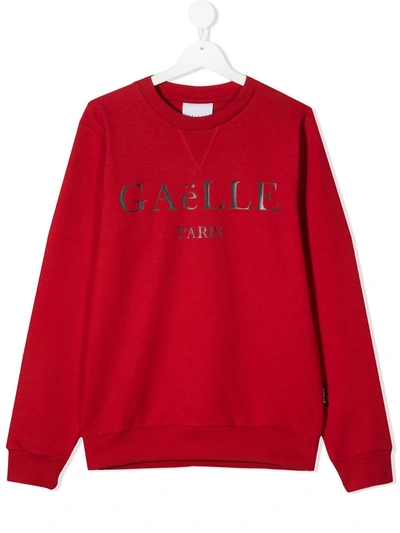 Gaelle Paris Kids' Logo-print Crew Neck Sweatshirt In Red