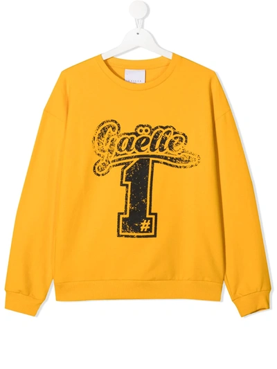 Gaelle Paris Teen Logo Crew Neck Sweatshirt In Yellow