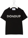 Dondup Kids' Crystal Embellished Logo T-shirt In Black