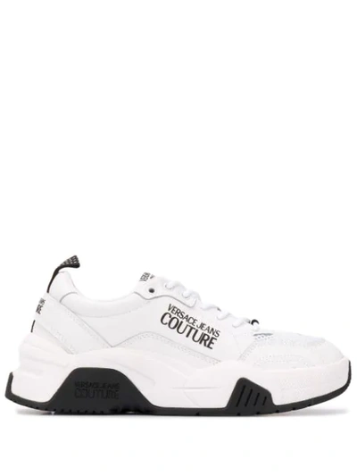 Versace Jeans Couture Logo-patch Low-top Trainers In Bianco