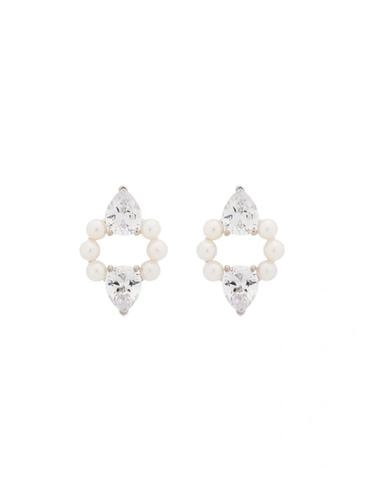 Apples & Figs Sterling Silver Eternity Crystal Pearl Earrings
