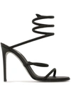 René Caovilla Crystal-embellished Wraparound Leather Sandals In Black