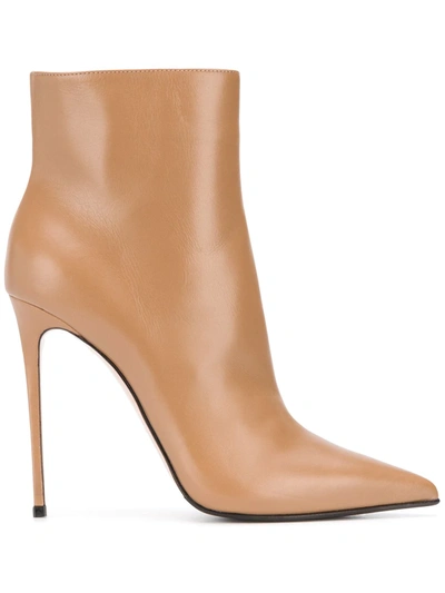 Le Silla Eva 120mm Leather Ankle Boots In Brown
