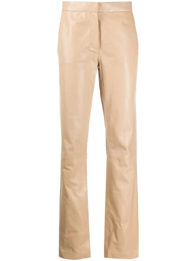 Federica Tosi High-waisted Leather Trousers In Neutrals