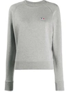 Maison Kitsuné Embroidered Logo Crew Neck Sweatshirt In Grey