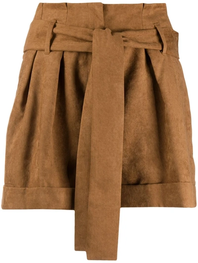 Liu •jo Tie-waist Shorts In Brown