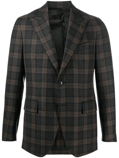 Gabriele Pasini Plaid Print Single-breasted Blazer In Brown